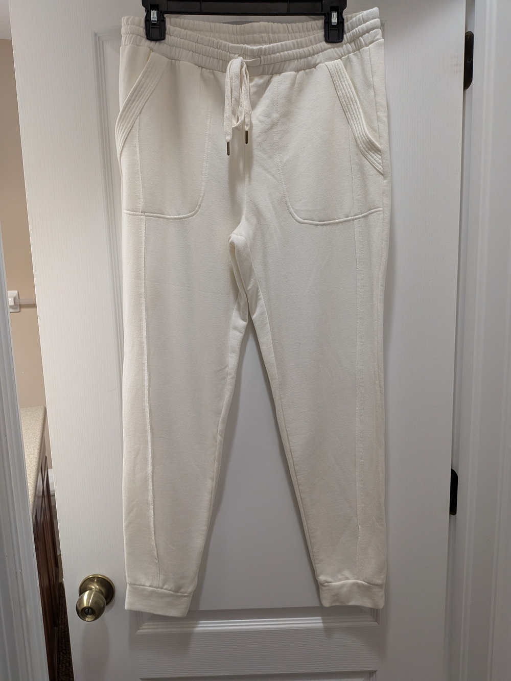 Women's Cream Jogger Sweatpants with Drawstring Waist